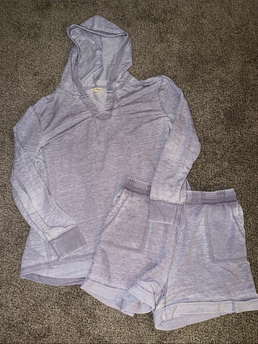Light Purple Hoodie & Shorts Lounge Set